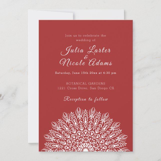 Soft Feather Dry Pampas Grass Mandala Wedding Einladung (Vorderseite)