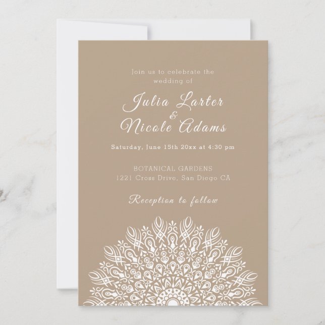 Soft Feather Dry Pampas Grass Mandala Wedding Einladung (Vorderseite)