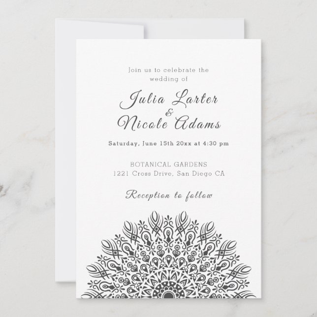Soft Feather Dry Pampas Grass Mandala Wedding Einladung (Vorderseite)
