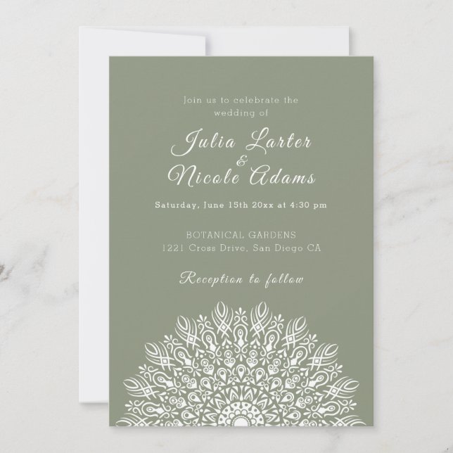 Soft Feather Dry Pampas Grass Mandala Wedding Einladung (Vorderseite)