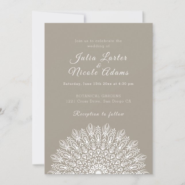Soft Feather Dry Pampas Grass Mandala Wedding Einladung (Vorderseite)