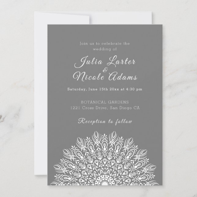 Soft Feather Dry Pampas Grass Mandala Wedding Einladung (Vorderseite)