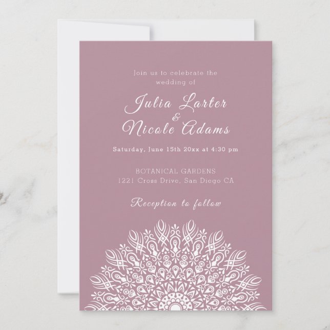 Soft Feather Dry Pampas Grass Mandala Wedding Einladung (Vorderseite)