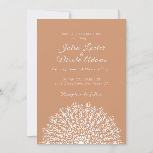 Soft Feather Dry Pampas Grass Mandala Wedding Einladung (Vorderseite)