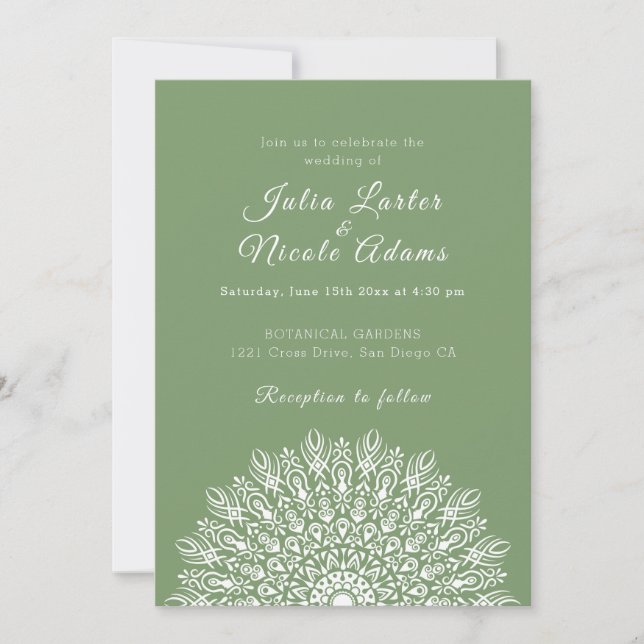 Soft Feather Dry Pampas Grass Mandala Wedding Einladung (Vorderseite)