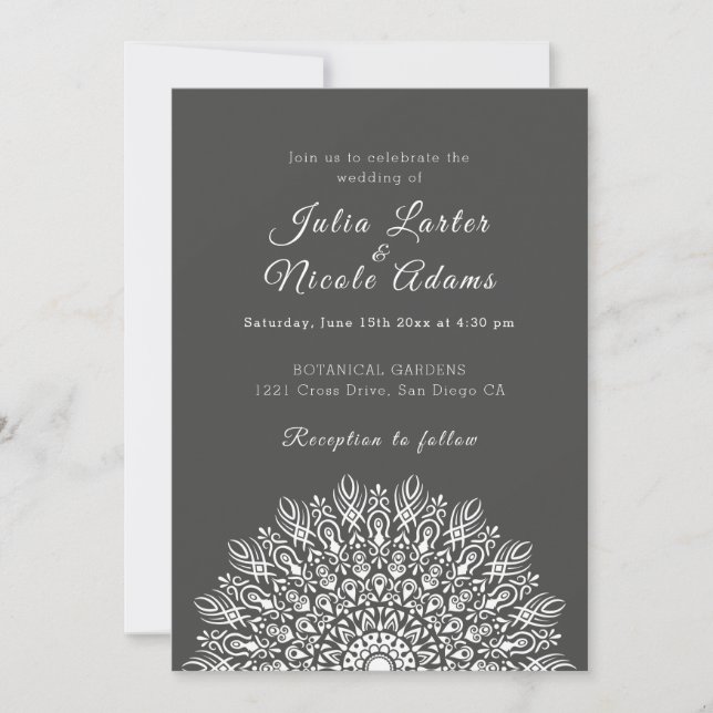 Soft Feather Dry Pampas Grass Mandala Wedding Einladung (Vorderseite)
