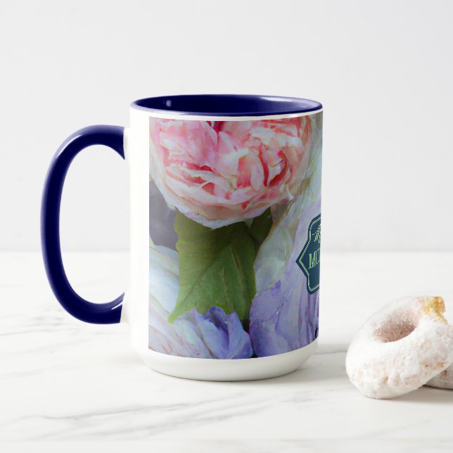 Soft & fett Multi-Blume personalisierte Mug Tasse (Mit Donut)