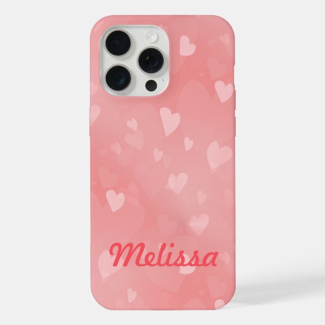 Soft Floating Pink Hearts Custom iPhone Hülle (Rückseite)