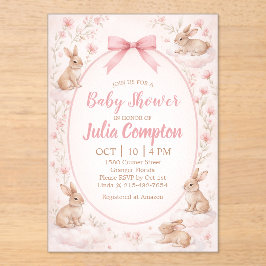 Soft Floral Bunny Baby Shower Invitation Acryleinladungen