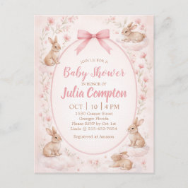 Soft Floral Bunny Baby Shower Invitation Einladungspostkarte