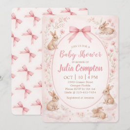 Soft Floral Bunny Baby Shower Invitation Feiertagskarte