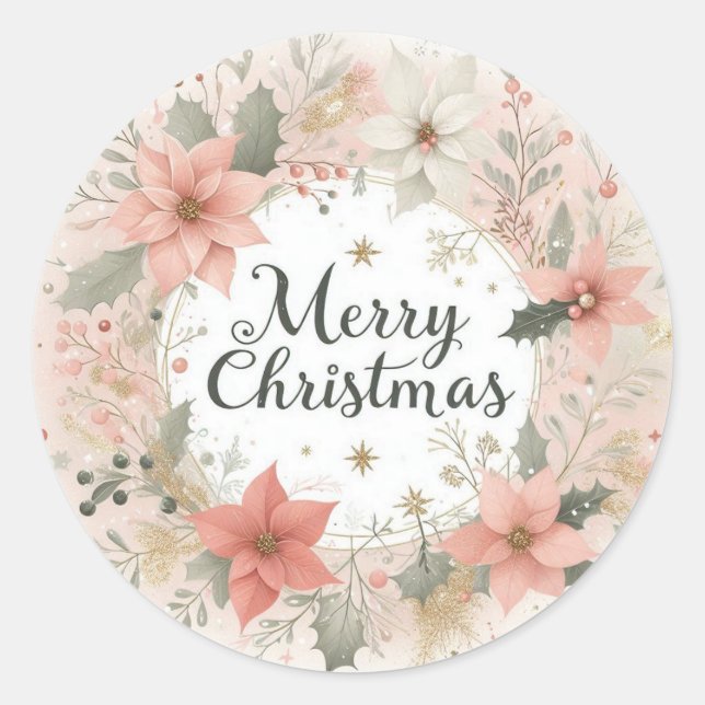 Soft Floral Christmas Sticker (Vorderseite)