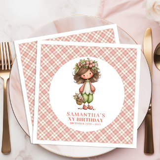 Soft Floral Fairy Cute 3rd Birthday Party Napkins Serviette