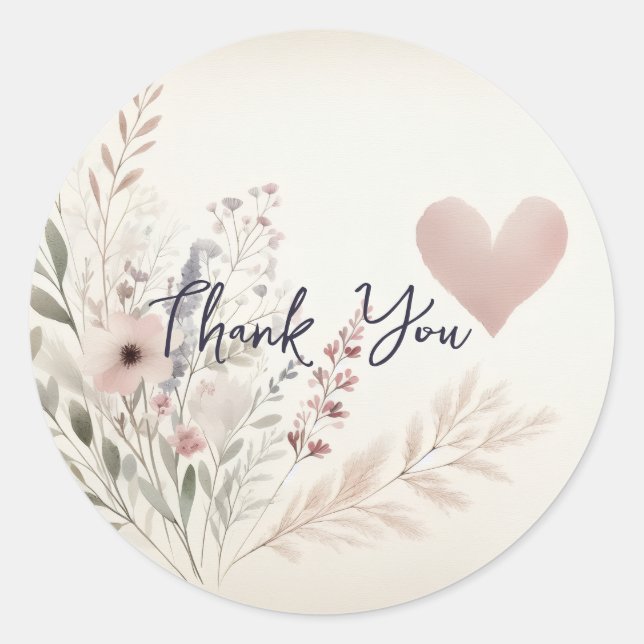Soft Floral Thank You Sticker (Vorderseite)