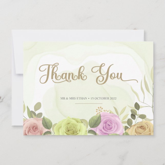 Soft Floral Wedding Einladung Thank You Card (Vorderseite)