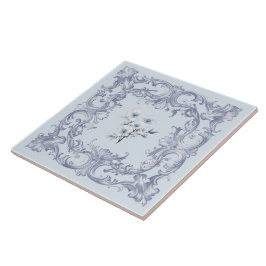 Soft French blue Scrolls mit Blume Fliese