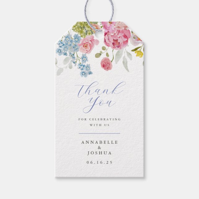 Soft Garden Florals Wedding Geschenkanhänger (Vorderseite)