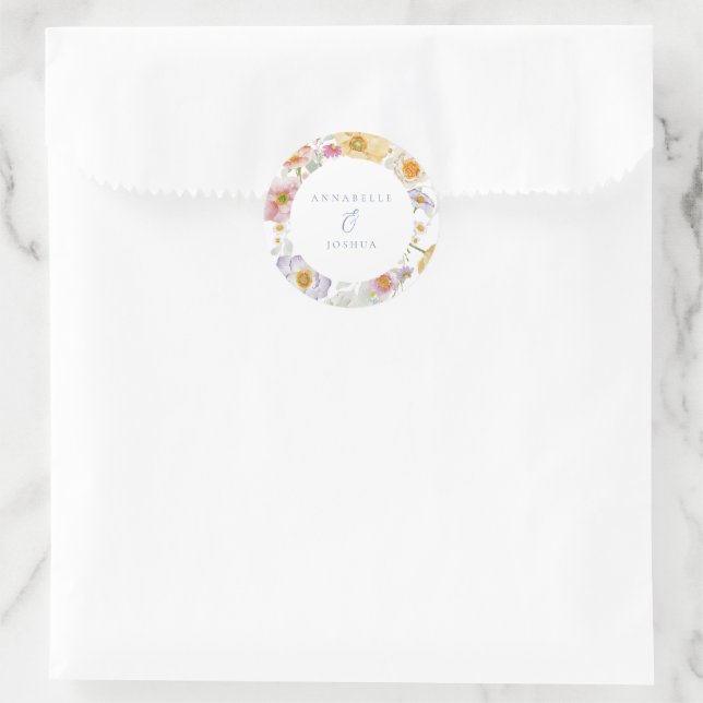 Soft Garden Florals Wedding Runder Aufkleber (Tasche)