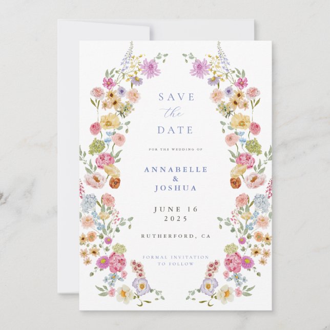 Soft Garden Florals Wedding Save the Date (Vorderseite)