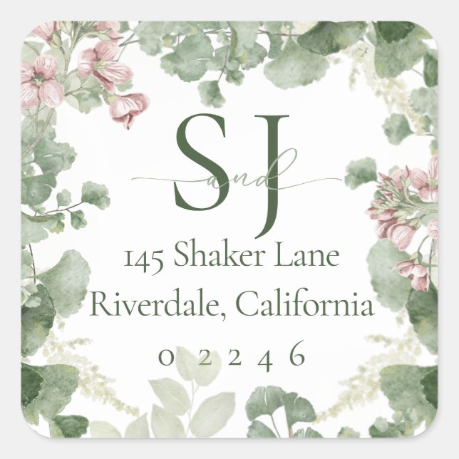 Soft Gerahmte Rücksendeadresse Quadratischer Aufkleber (Vorderseite)