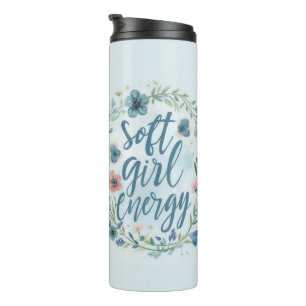 Soft Girl Energy Floral Baby Blau Thermosbecher