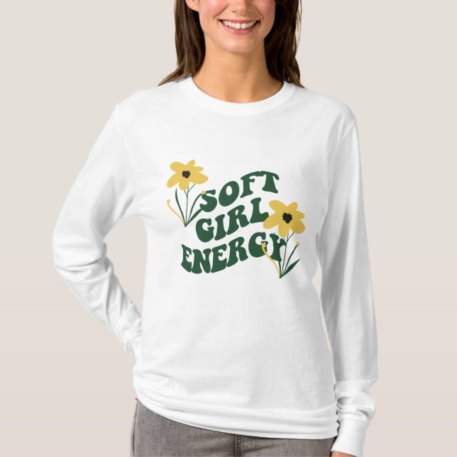 Soft Girl Energy Retro Flowers T-Shirt (Vorderseite)