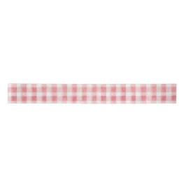 Soft Girly Pink White Plaid Stripes Birthday Satinband