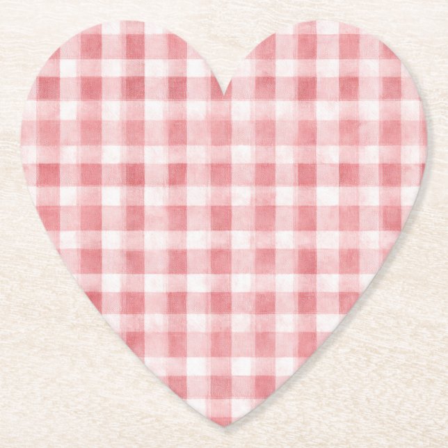 Soft Girly Pink White Plaid Stripes Bridal Shower Untersetzer (Vorderseite)