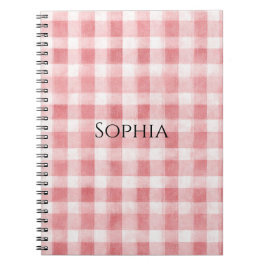 Soft Girly Pink White Plaid Stripes Notizblock