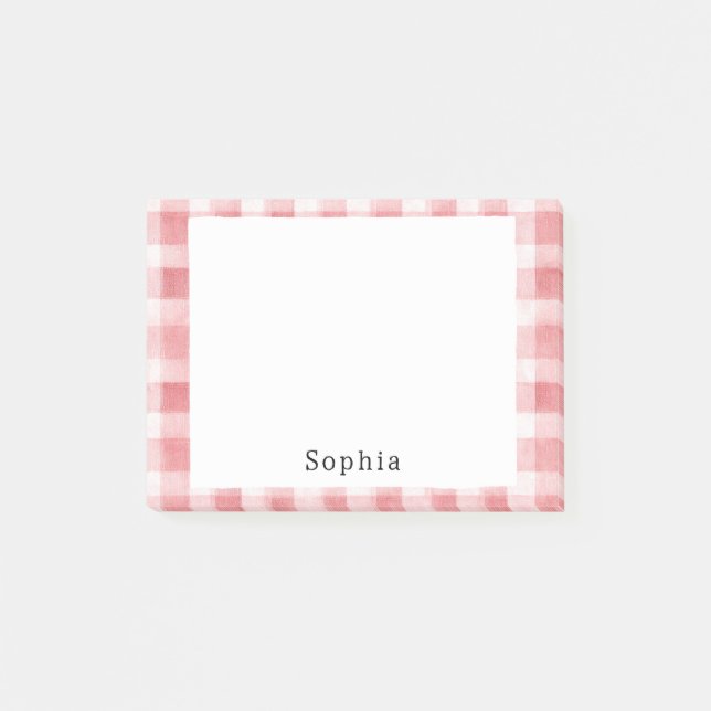 Soft Girly Pink White Plaid Stripes   Post-it Klebezettel (Vorderseite)