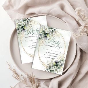 Soft Glow Dusty Green Eukalyptus Hochzeit RSVP Kar Karte