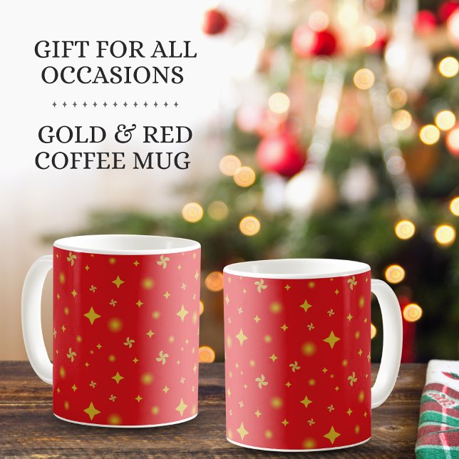 Soft Glow Golden Stars & Floral Petals Pattern Kaffeetasse (Von Creator hochgeladen)