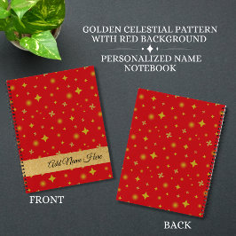 Soft Glow Golden Stars & Floral Petals Pattern Notizbuch