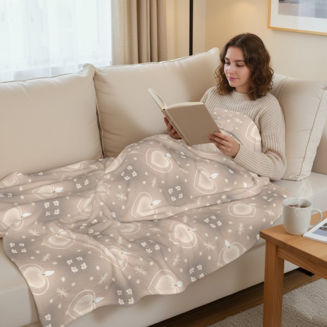 Soft Glow Heart Candle Pattern Fleecedecke (Von Creator hochgeladen)