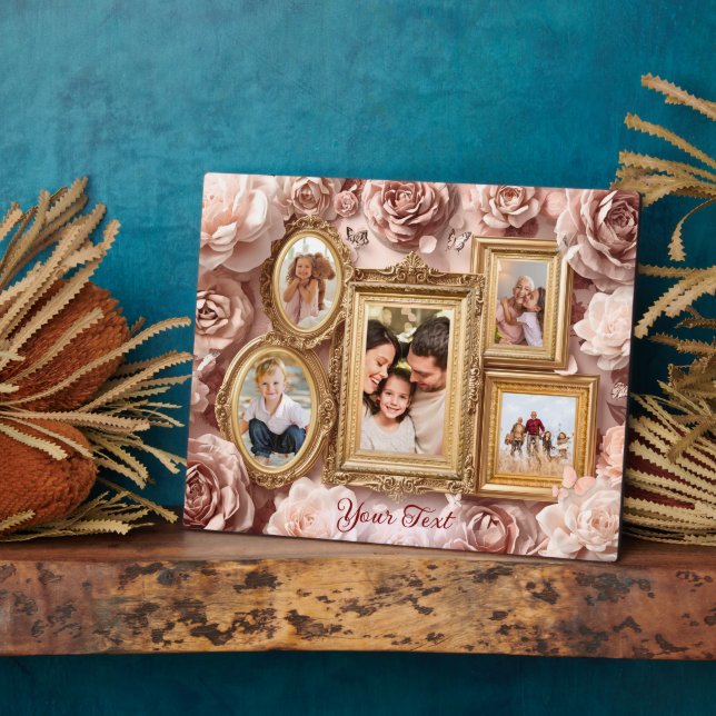 Soft Gold Baroque Floral Memory Frames Gallery Fotoplatte (Seite)