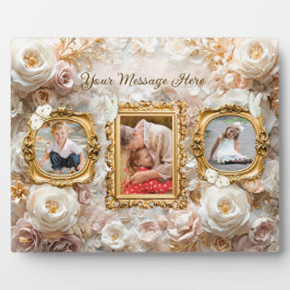 Soft Gold Baroque Floral Photo Frames Collage Fotoplatte
