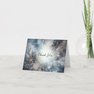 Soft Golden Dusty Blue Romance Wedding Dankeskarte