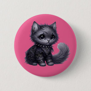 Soft Goth Kitten Button