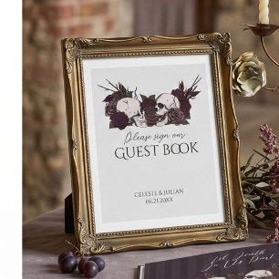 Soft Gothic Schädel & Rosen Gästebuch Signierung