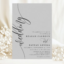 Soft Gray Elegant Calligraphy Script Wedding Einladung