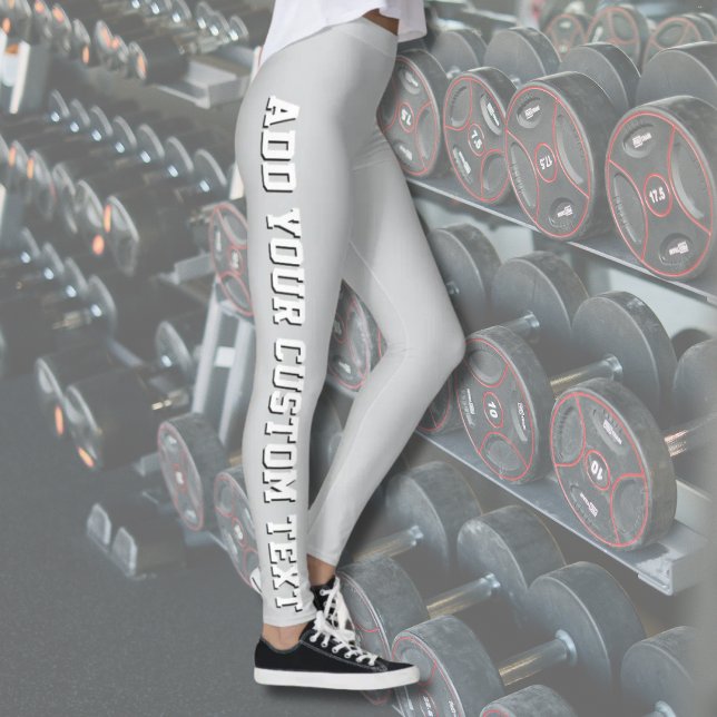 Soft Gray Personalized Custom Text Vertical Leggings (Von Creator hochgeladen)