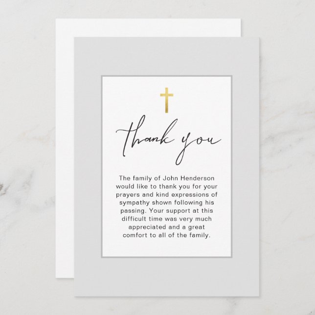 Soft Gray Simple Beerdigung Danke Karte (Vorne/Hinten)