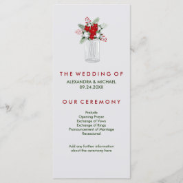 Soft Gray Winter Holiday Mason Jar Wedding Program Programm