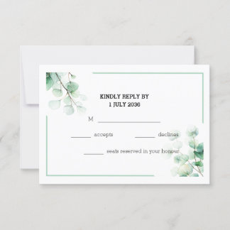 Soft Green Elegantus Eucalyptus Twigs Wedding RSVP