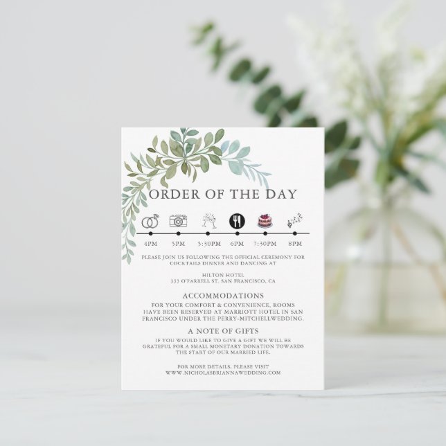 Soft Green Eucalyptus Watercolor Rustic Wedding Begleitkarte (Stehend Vorderseite)