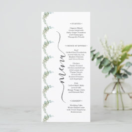 Soft Green Eucalyptus Watercolor Rustic Wedding Menükarte