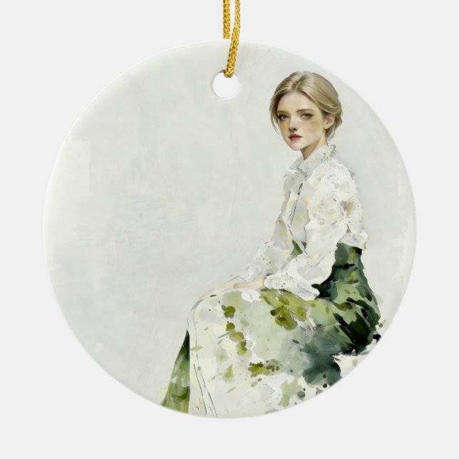 Soft Green Portrait Ornament (Vorne)