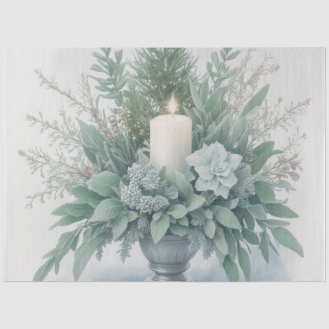 Soft Green Tones Weihnachtskerze Seidenpapier (Vorderseite)