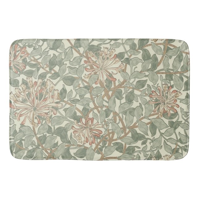 Soft Green Vintag William Morris Honeysuckle Badematte (Vorderseite)