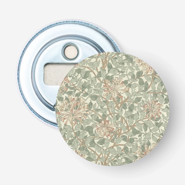 Soft Green Vintag William Morris Honeysuckle Flaschenöffner (Vorderseite)